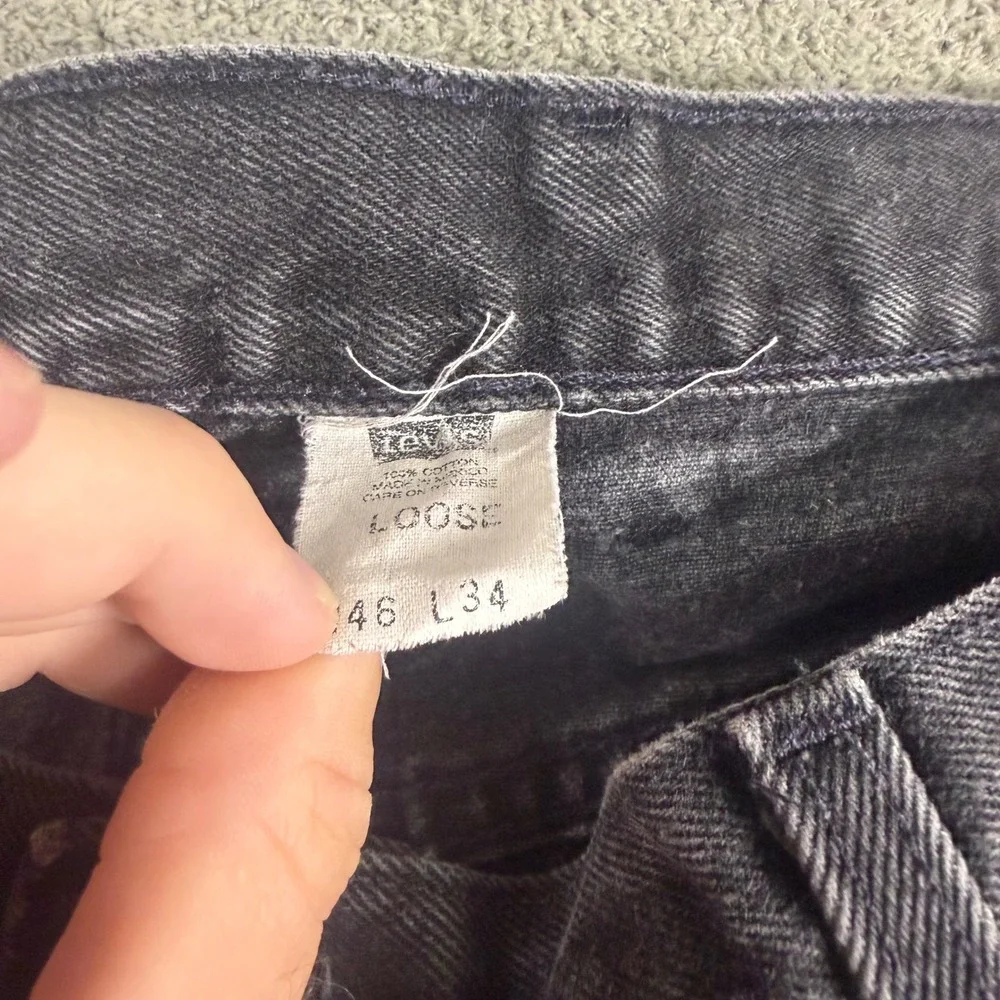 Levis Loose Fit Jeans Faded Black Denim Straight Leg Mens 46x34 Made in Mexico